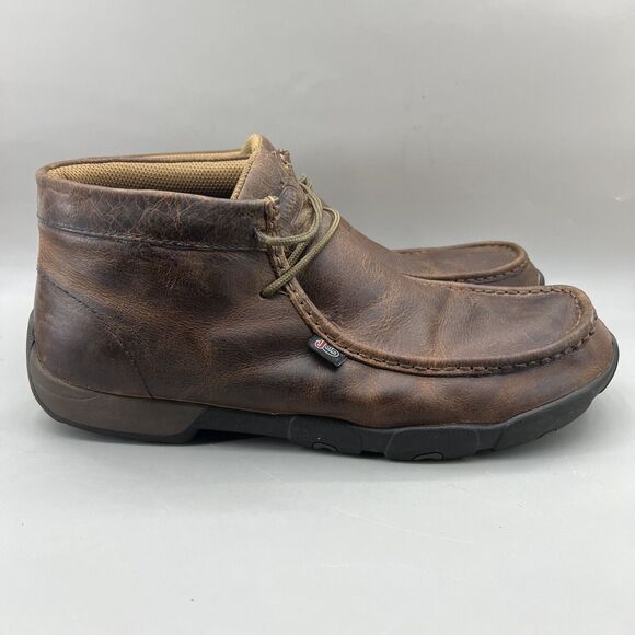 Justin Cappie 4" Work Boots Men's Size 13 M Brown Leather Slip Resistant Moc Toe